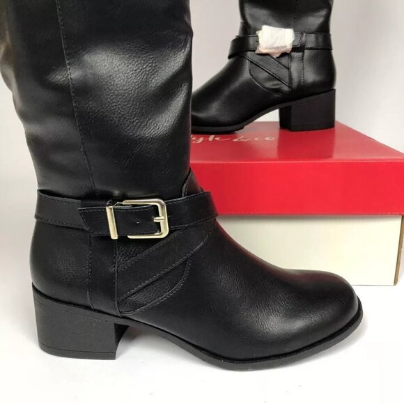 Style Co Womens Venesa Riding Boots BlackBrown 6.5 - Picture 2 of 6